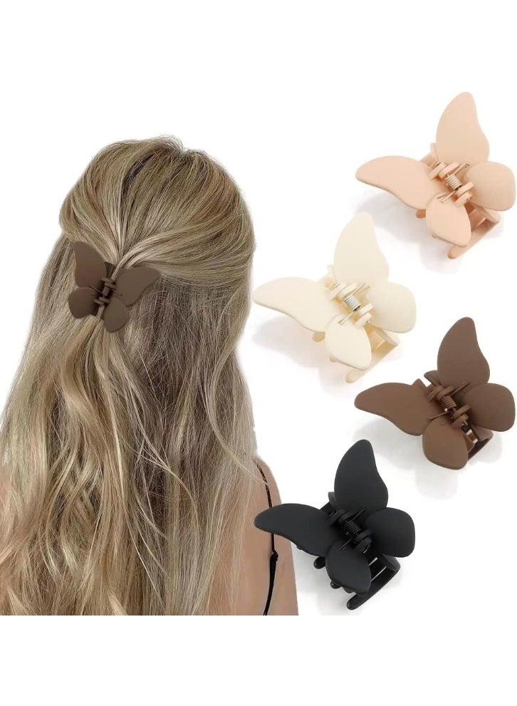 ChicAbode Butterfly Claw Clips for Women, 6.6cm Butterfly Hair Clips for Girls, 4 Pcs Butterflies Claw Clips for Thick Hair, Matte Cute Hair Claws, Hair Clamps Jaw Clips for Thin and Medium Hair Clips - Image 1